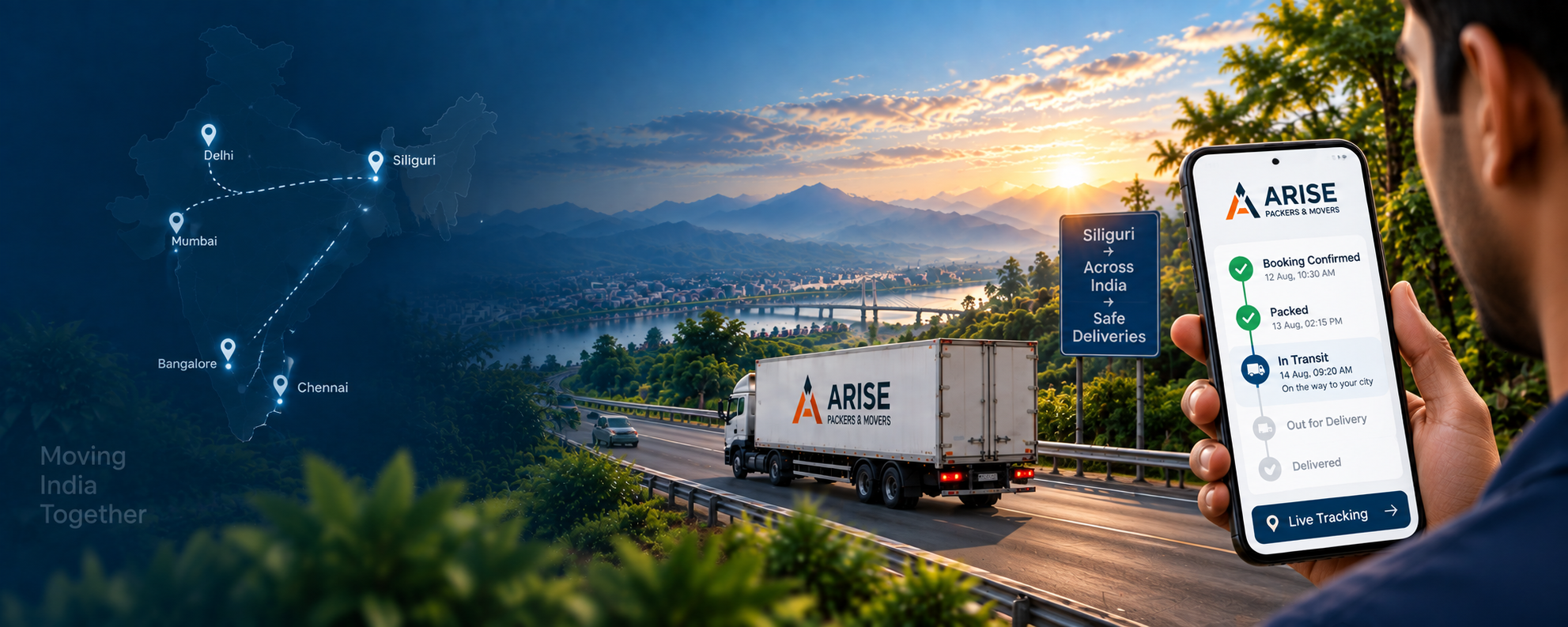 Arise Packers and Movers logistics transport fleet and supply chain network in Siliguri and India
